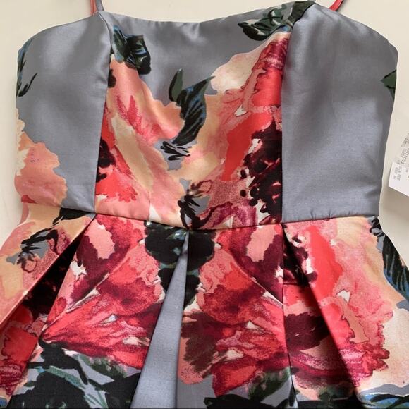 Crystal Doll Dress Gray Blue Pink Floral Spaghetti Strap Party Junior Size 3 NEW - Picture 13 of 14